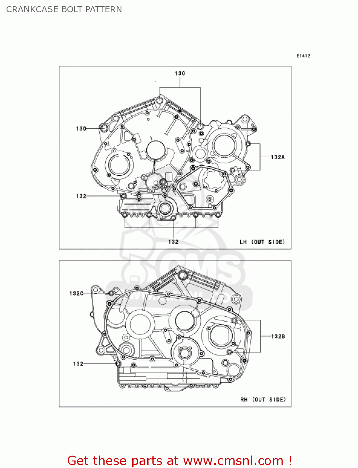 CRANKCASE BOLT PATTERN VN900D6F VULCAN 900 CLASSIC 2006 USA CALIFORNIA CANADA / LT