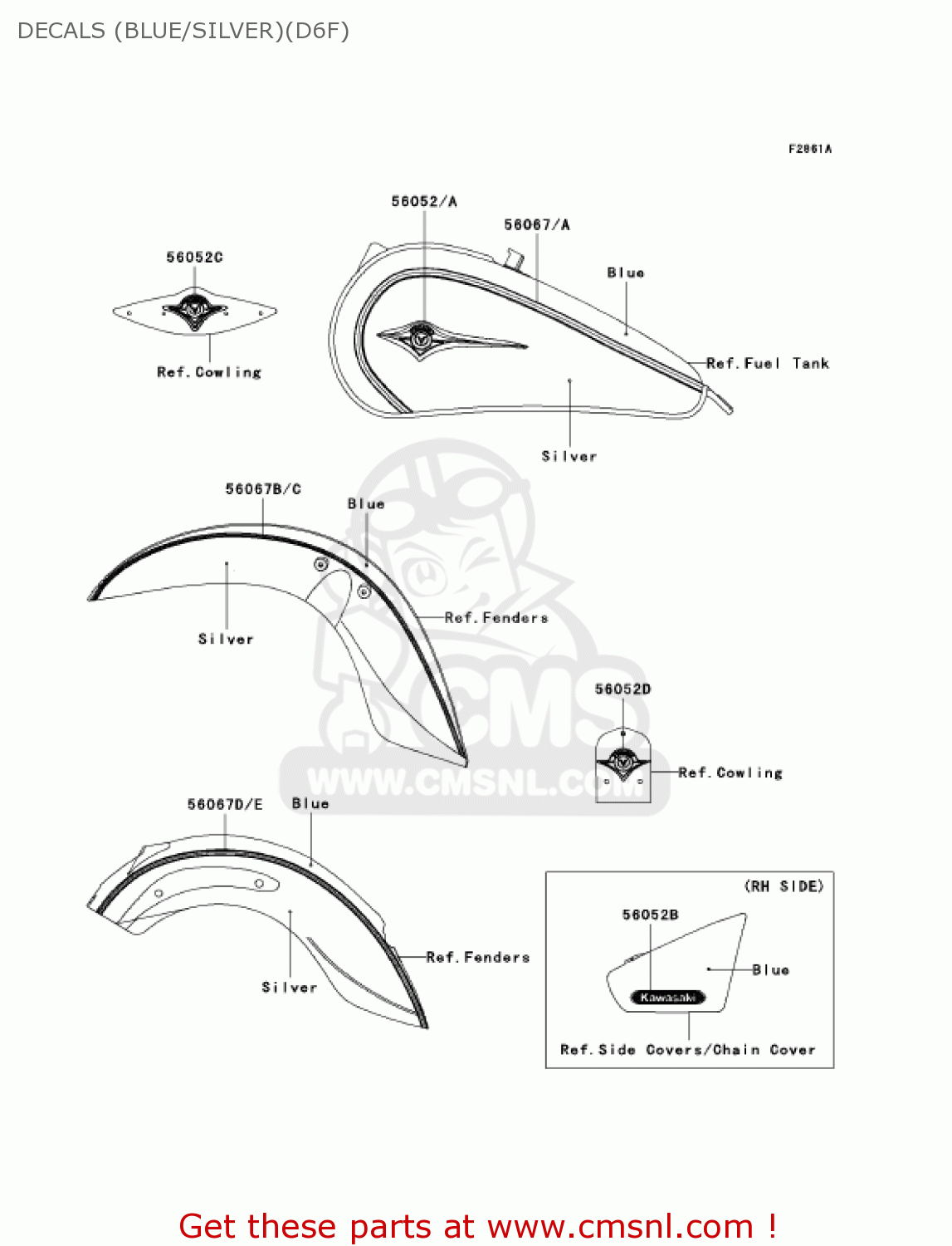 DECALS (BLUE/SILVER)(D6F) VN900D6F VULCAN 900 CLASSIC 2006 USA CALIFORNIA CANADA / LT
