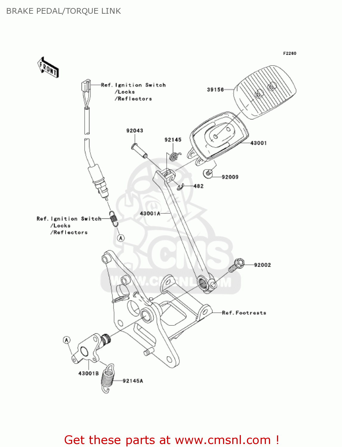 BRAKE PEDAL/TORQUE LINK VN900D6F VULCAN 900 CLASSIC 2006 USA CALIFORNIA CANADA / LT