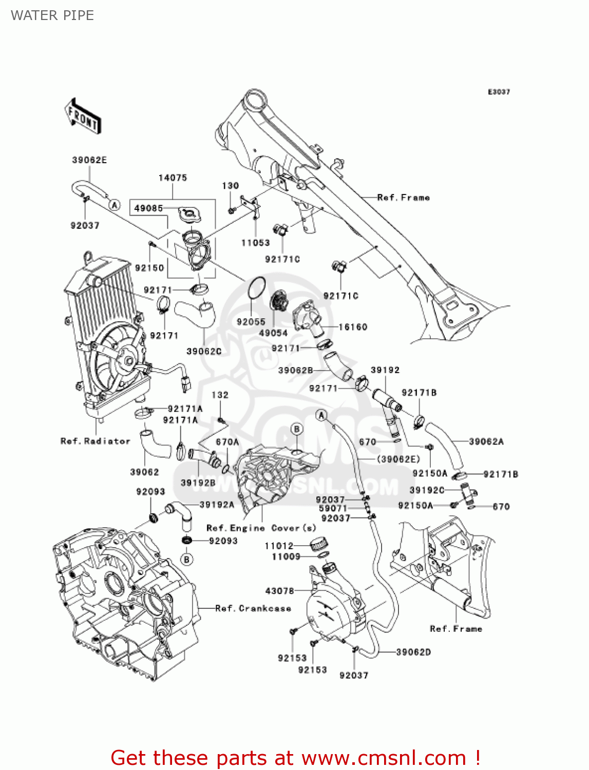 WATER PIPE VN900D7F VULCAN 900 CLASSIC 2007 USA CALIFORNIA CANADA / LT