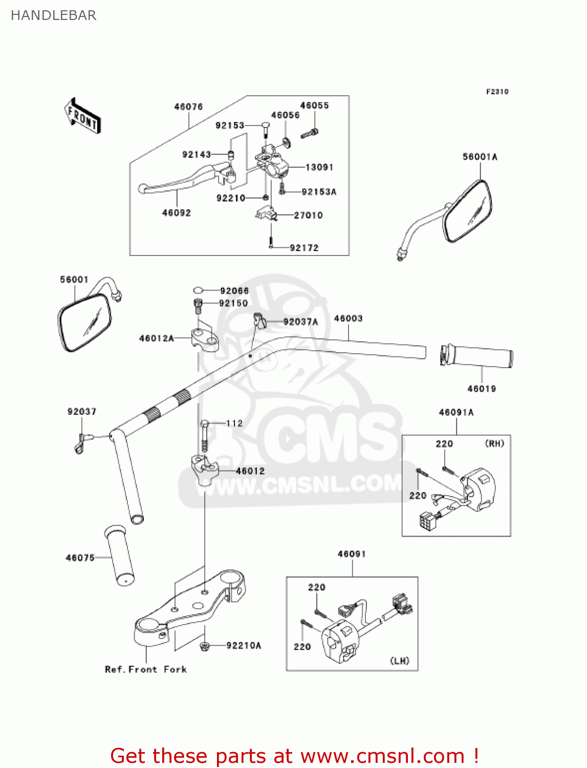 HANDLEBAR VN900D7F VULCAN 900 CLASSIC 2007 USA CALIFORNIA CANADA / LT
