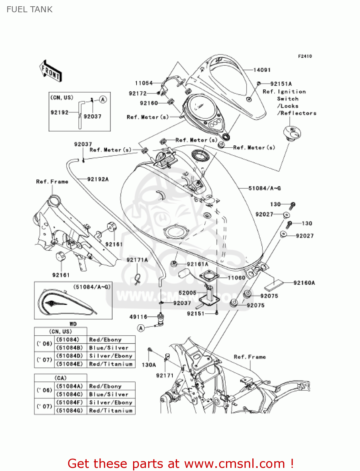 FUEL TANK VN900D7F VULCAN 900 CLASSIC 2007 USA CALIFORNIA CANADA / LT