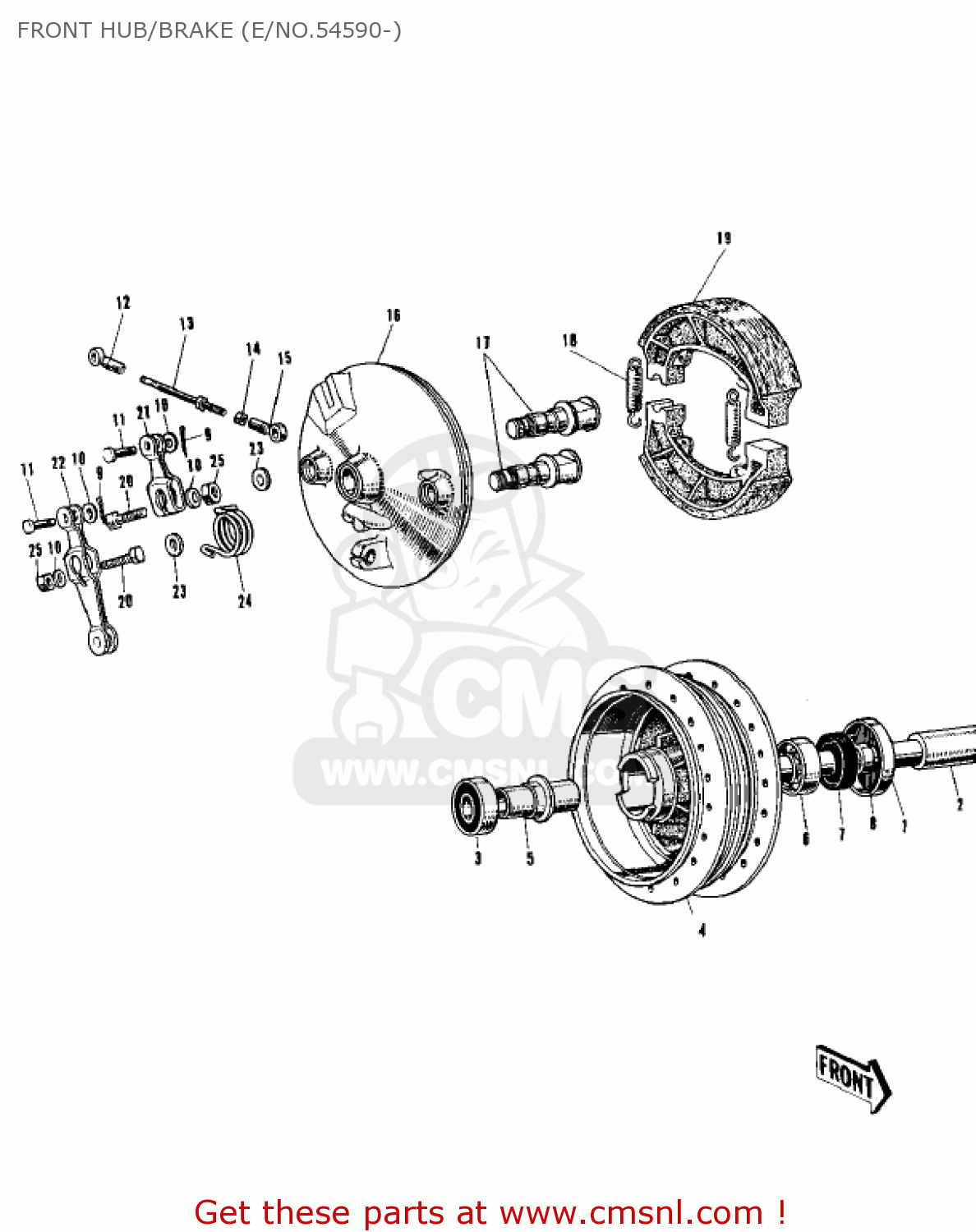 FRONT HUB/BRAKE (E/NO.54590-) W1 1966 USA CANADA