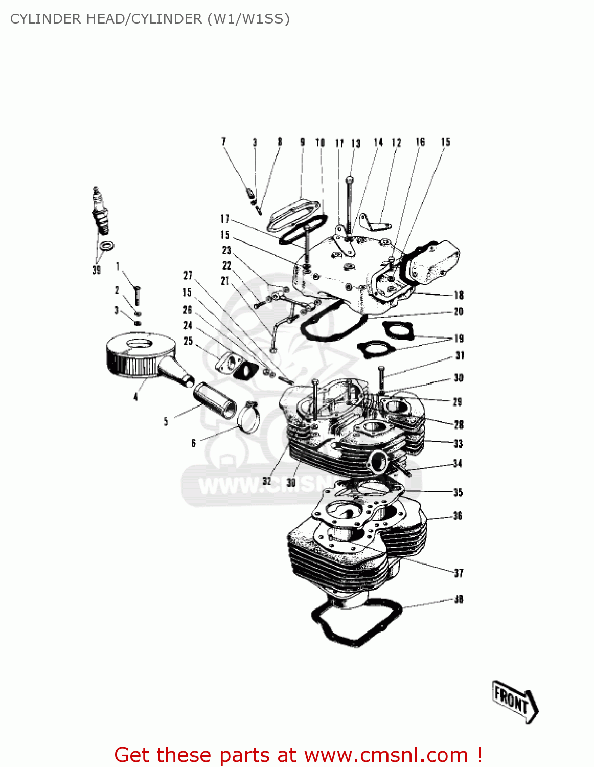 CYLINDER HEAD/CYLINDER (W1/W1SS) W1 1966 USA CANADA