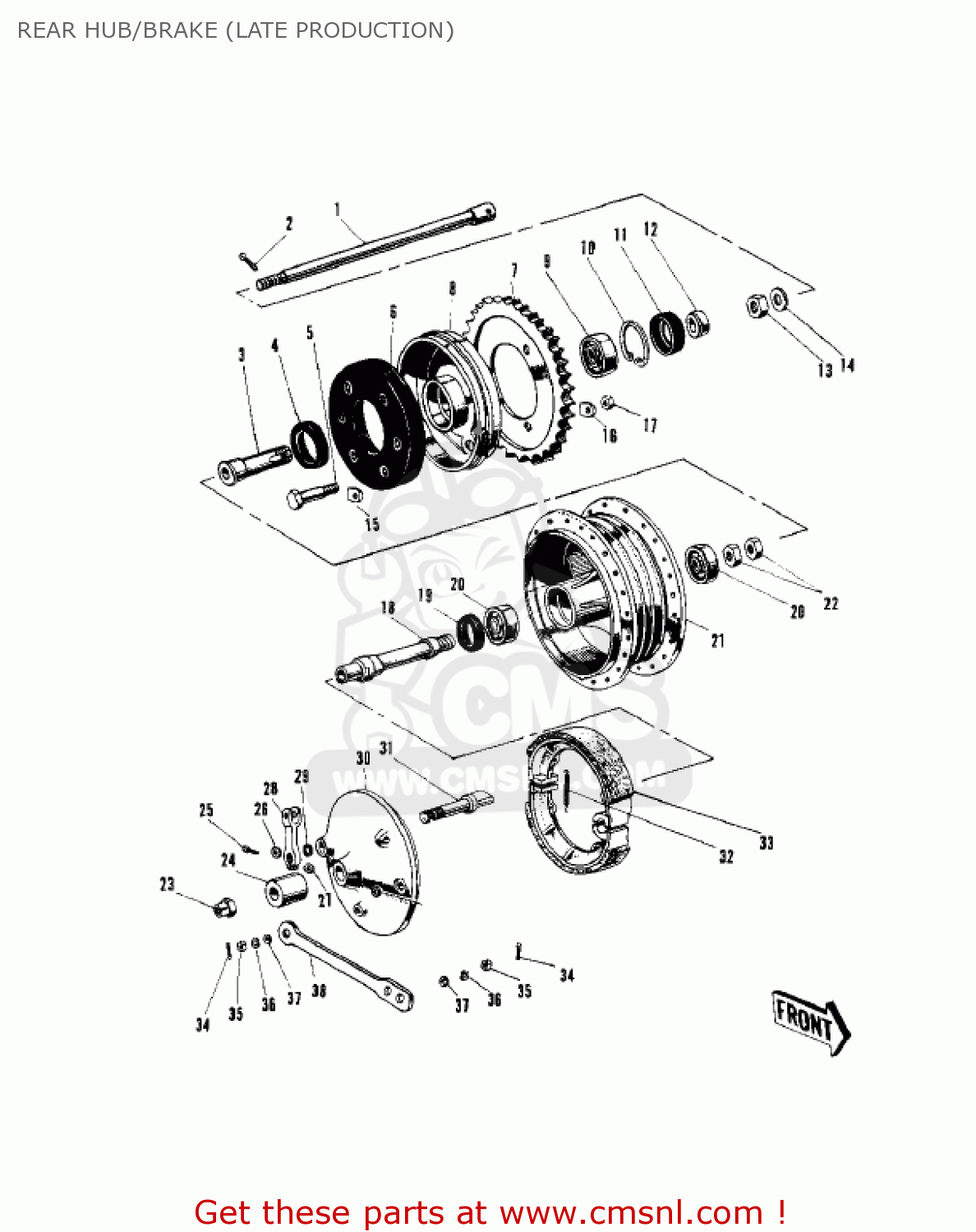 REAR HUB/BRAKE (LATE PRODUCTION) W1 1967 USA CANADA