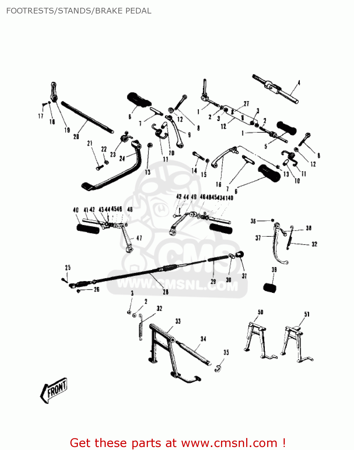 FOOTRESTS/STANDS/BRAKE PEDAL W1 1967 USA CANADA