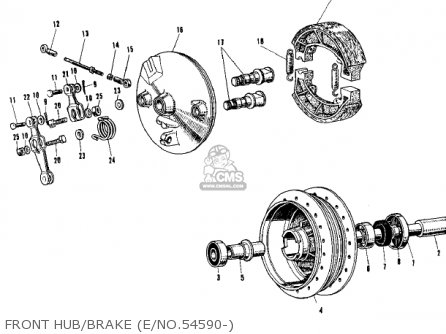 FRONT HUB/BRAKE (E/NO.54590-) - W1 1967 USA CANADA