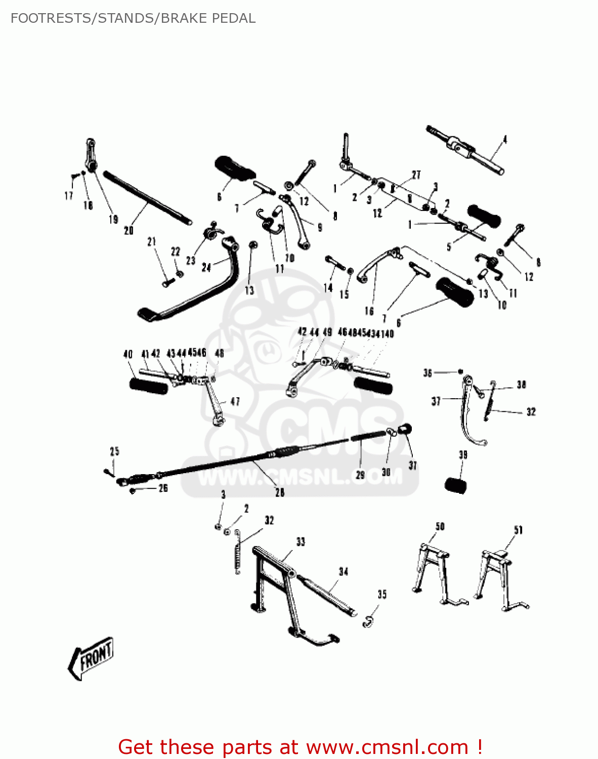 FOOTRESTS/STANDS/BRAKE PEDAL W1SS 1968 USA CANADA
