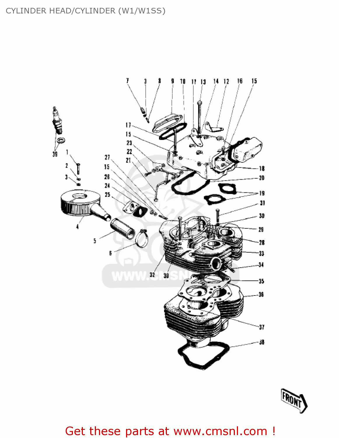 CYLINDER HEAD/CYLINDER (W1/W1SS) W2SS COMMANDER 1968 USA CANADA