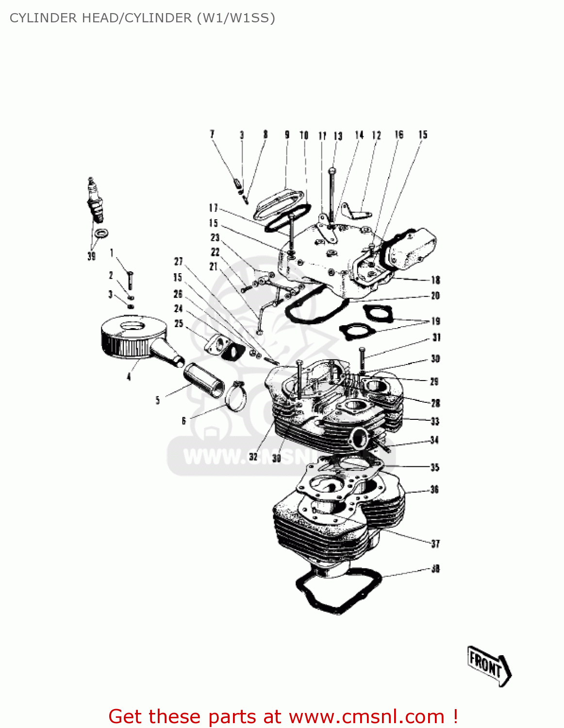 CYLINDER HEAD/CYLINDER (W1/W1SS) W2SS COMMANDER 1969 USA CANADA