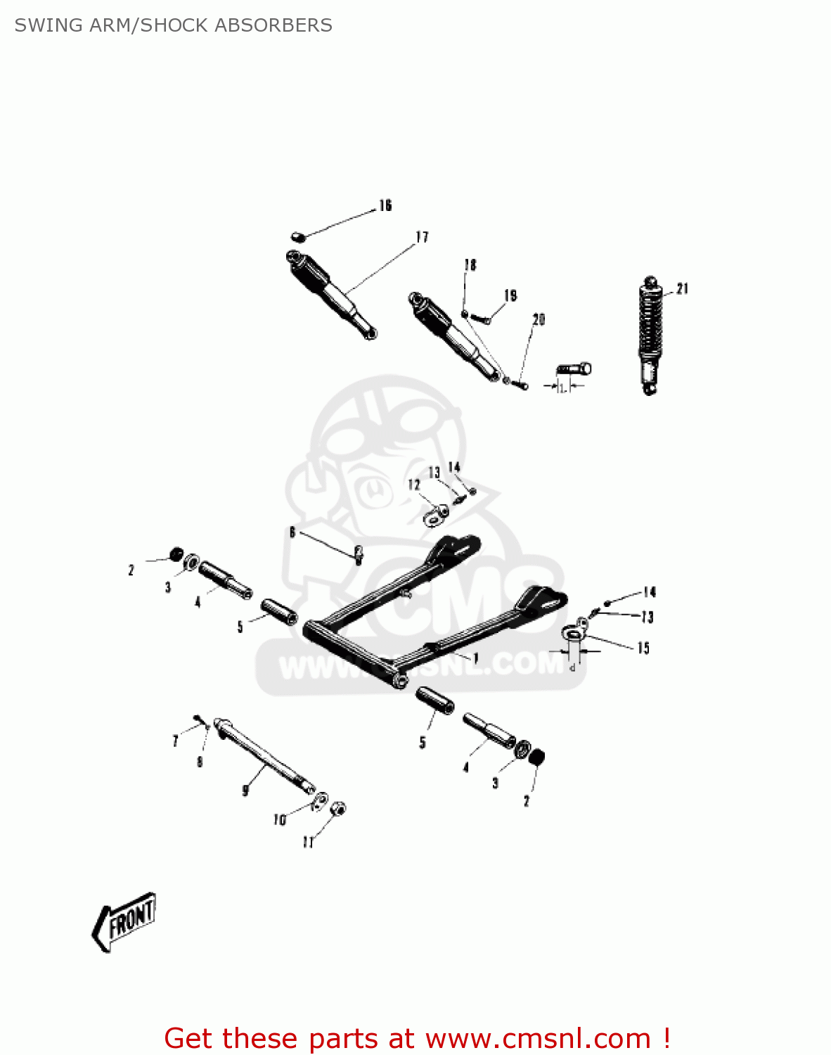 SWING ARM/SHOCK ABSORBERS W2SS COMMANDER 1969 USA CANADA