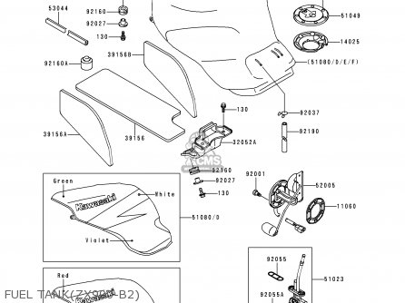 Kawasaki XZ900B2 NINJA ZX9R 1995 USA CALIFORNIA CANADA parts lists 