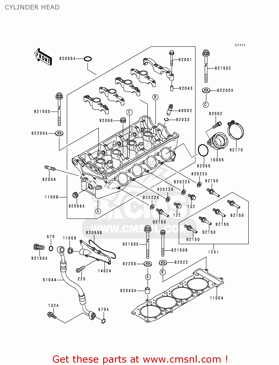CYLINDER HEAD XZ900B2 NINJA ZX9R 1995 USA CALIFORNIA CANADA