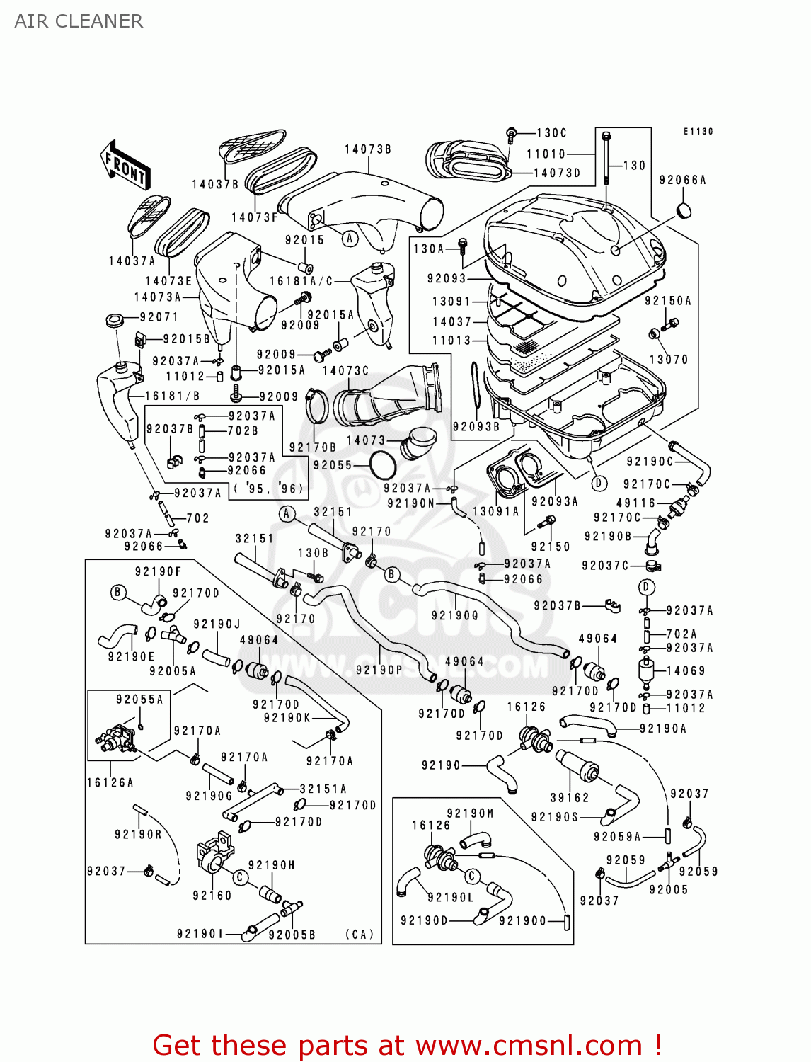 AIR CLEANER XZ900B2 NINJA ZX9R 1995 USA CALIFORNIA CANADA