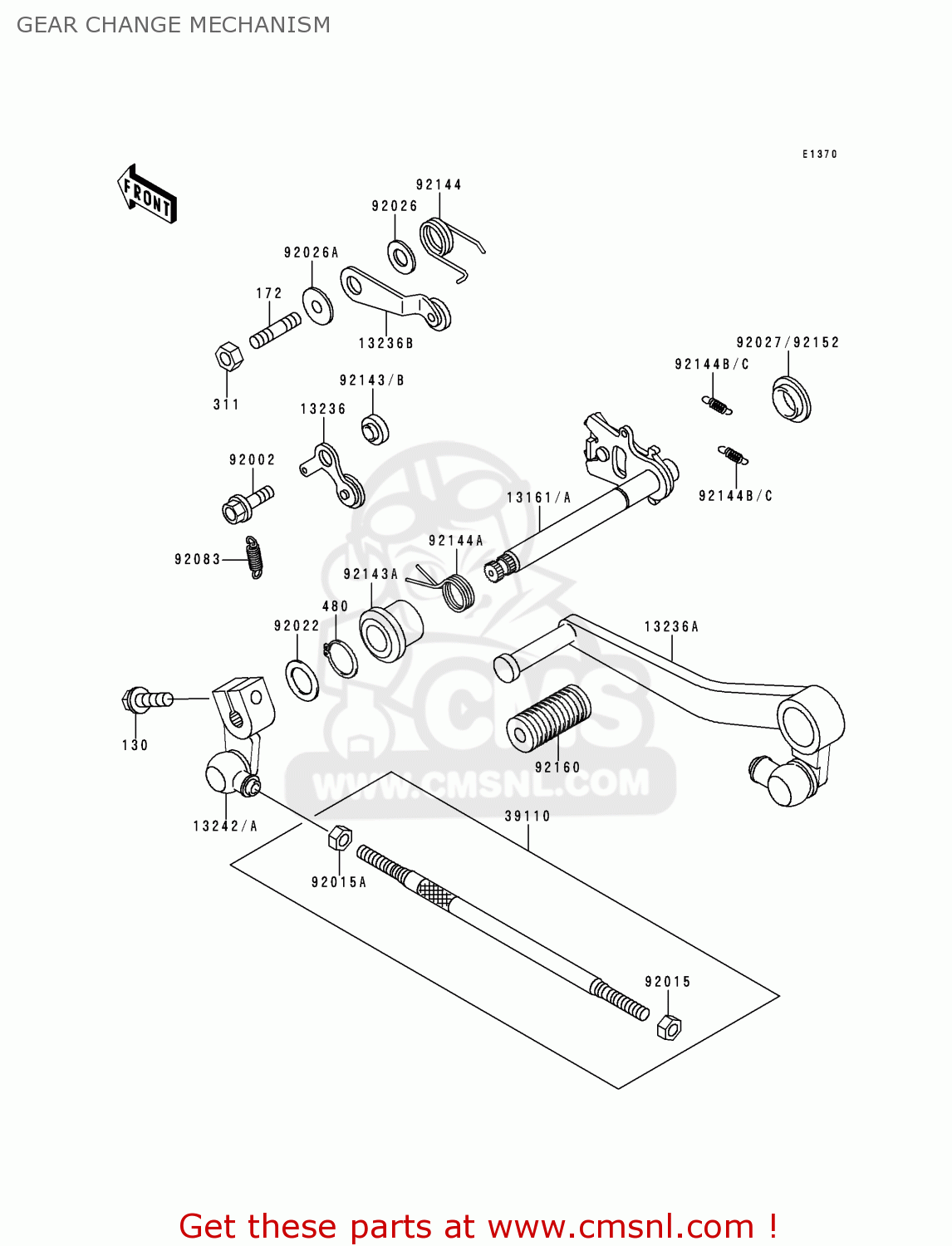 GEAR CHANGE MECHANISM XZ900B2 NINJA ZX9R 1995 USA CALIFORNIA CANADA