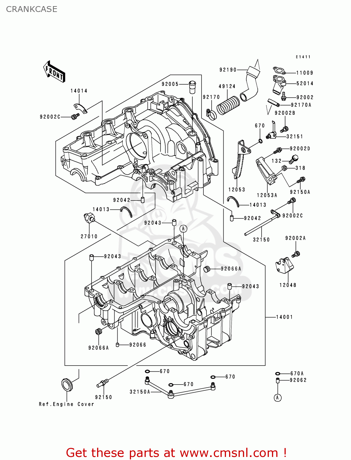 CRANKCASE XZ900B2 NINJA ZX9R 1995 USA CALIFORNIA CANADA