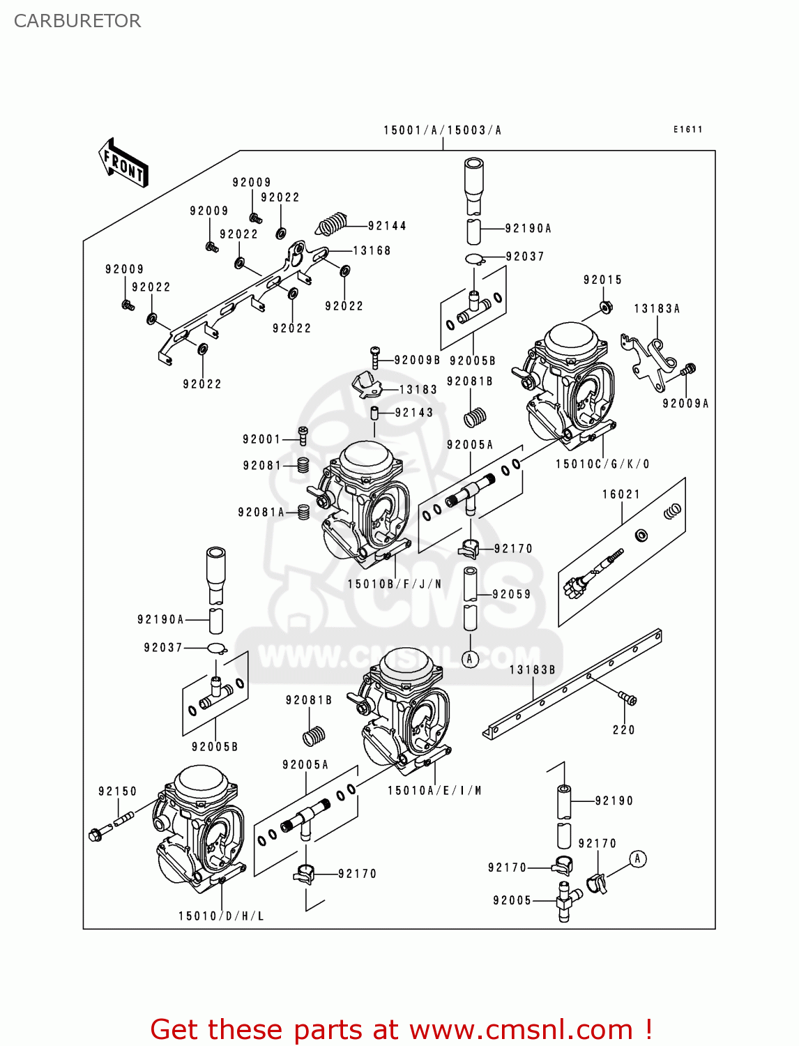 CARBURETOR XZ900B2 NINJA ZX9R 1995 USA CALIFORNIA CANADA