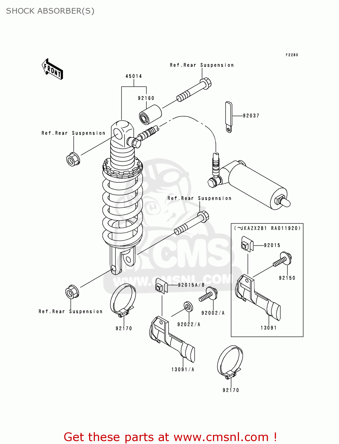 SHOCK ABSORBER(S) XZ900B2 NINJA ZX9R 1995 USA CALIFORNIA CANADA