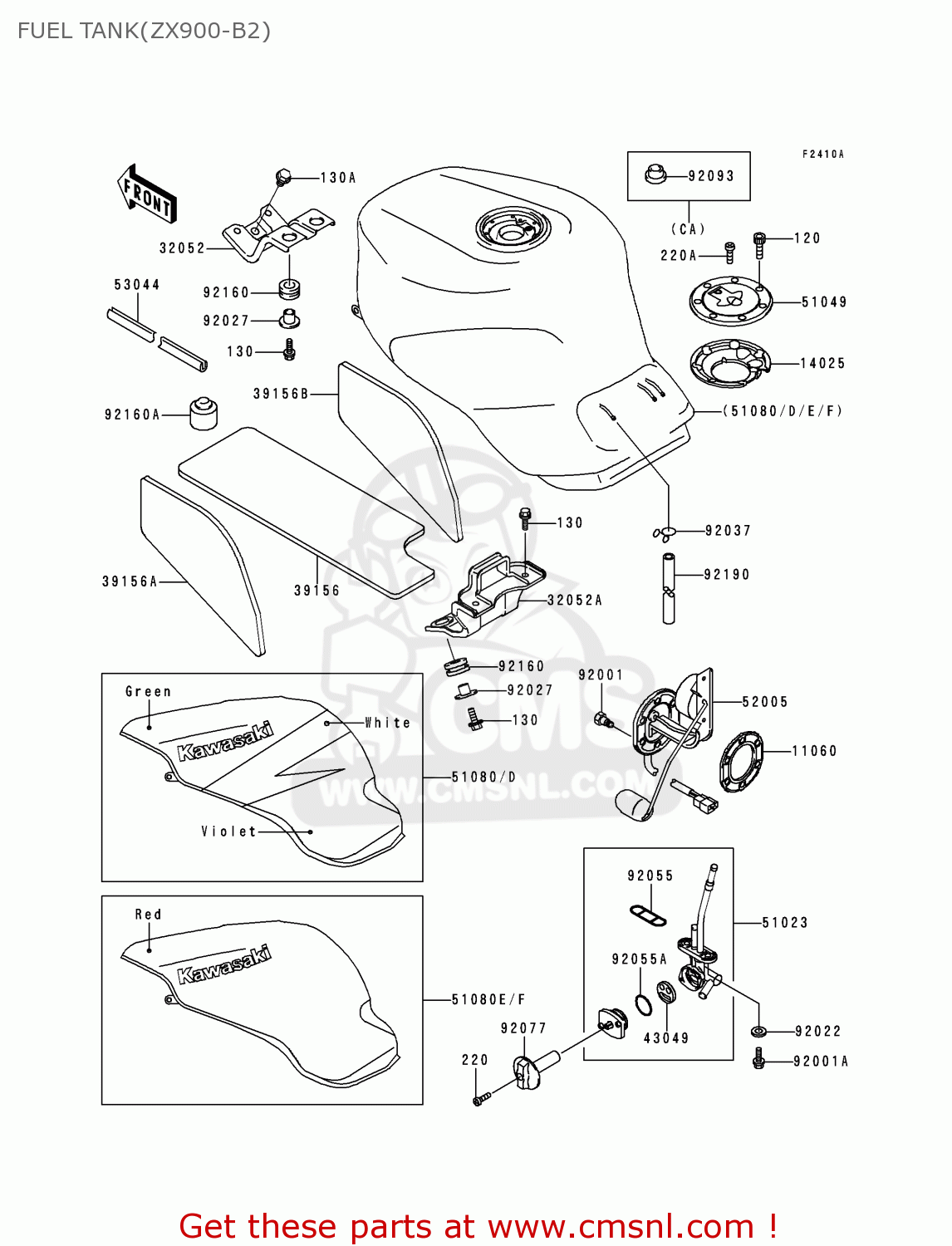 FUEL TANK(ZX900-B2) XZ900B2 NINJA ZX9R 1995 USA CALIFORNIA CANADA