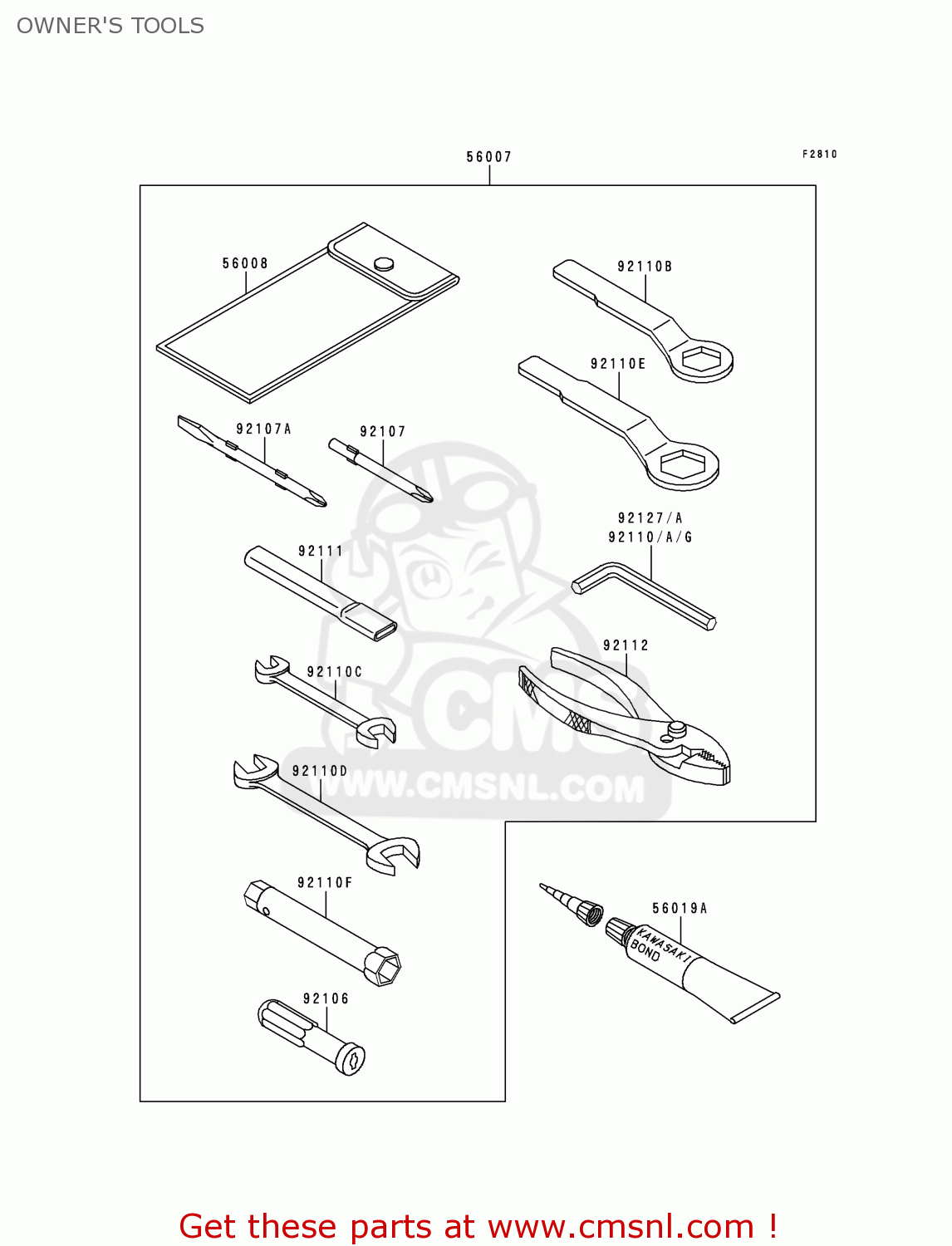 OWNER'S TOOLS XZ900B2 NINJA ZX9R 1995 USA CALIFORNIA CANADA