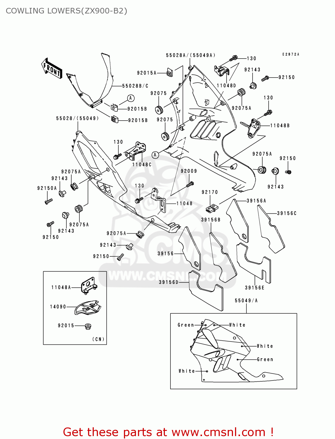 COWLING LOWERS(ZX900-B2) XZ900B2 NINJA ZX9R 1995 USA CALIFORNIA CANADA