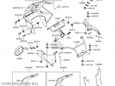 COWLING(ZX900-B2) - XZ900B2 NINJA ZX9R 1995 USA CALIFORNIA CANADA