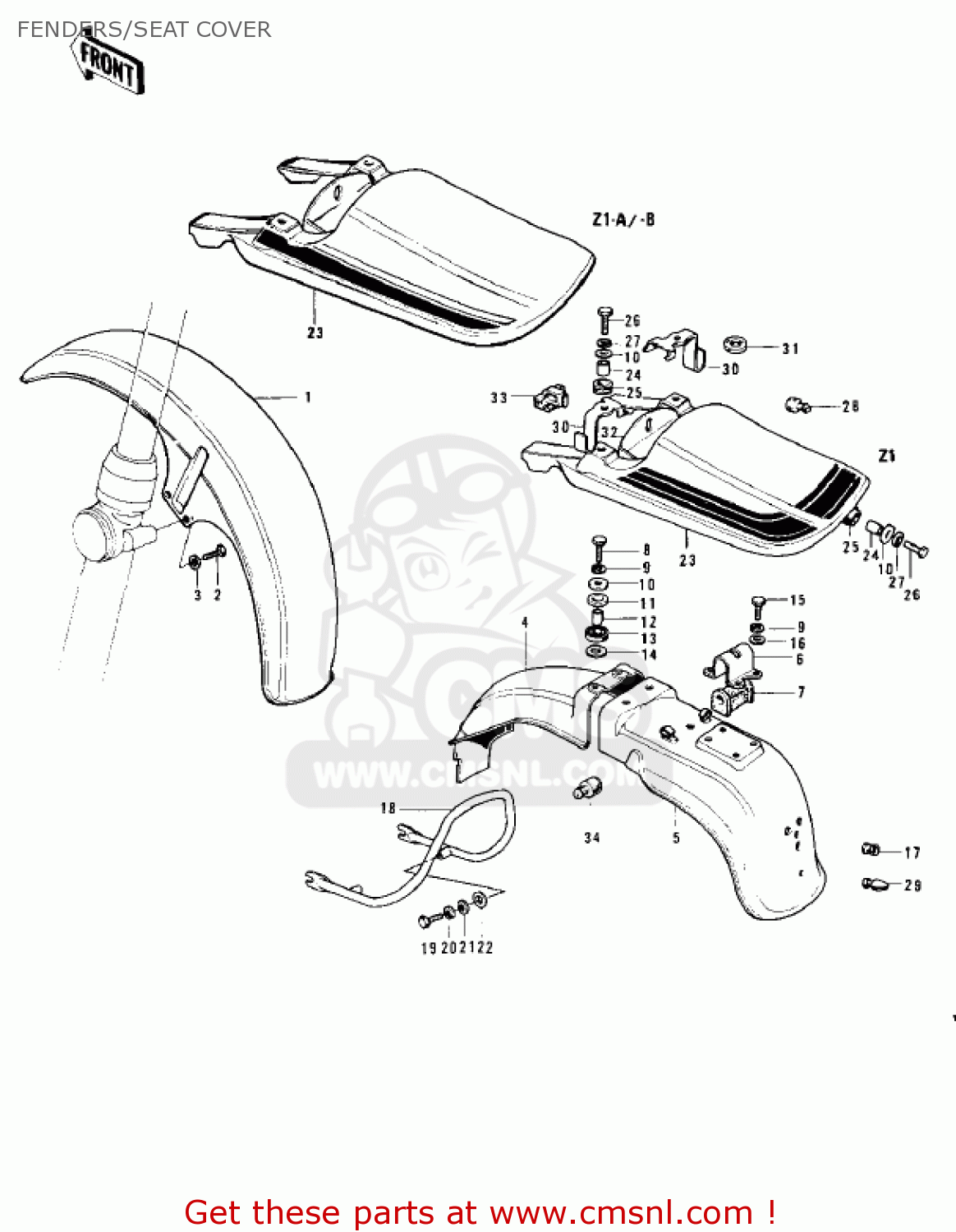 FENDERS/SEAT COVER Z1 1973 USA CANADA