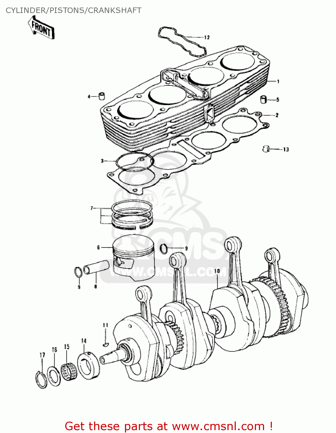 CYLINDER/PISTONS/CRANKSHAFT Z1 1973 USA CANADA