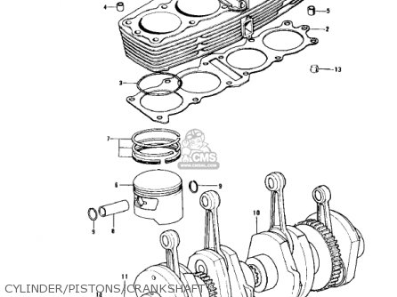 CYLINDER/PISTONS/CRANKSHAFT - Z1 1973 USA CANADA