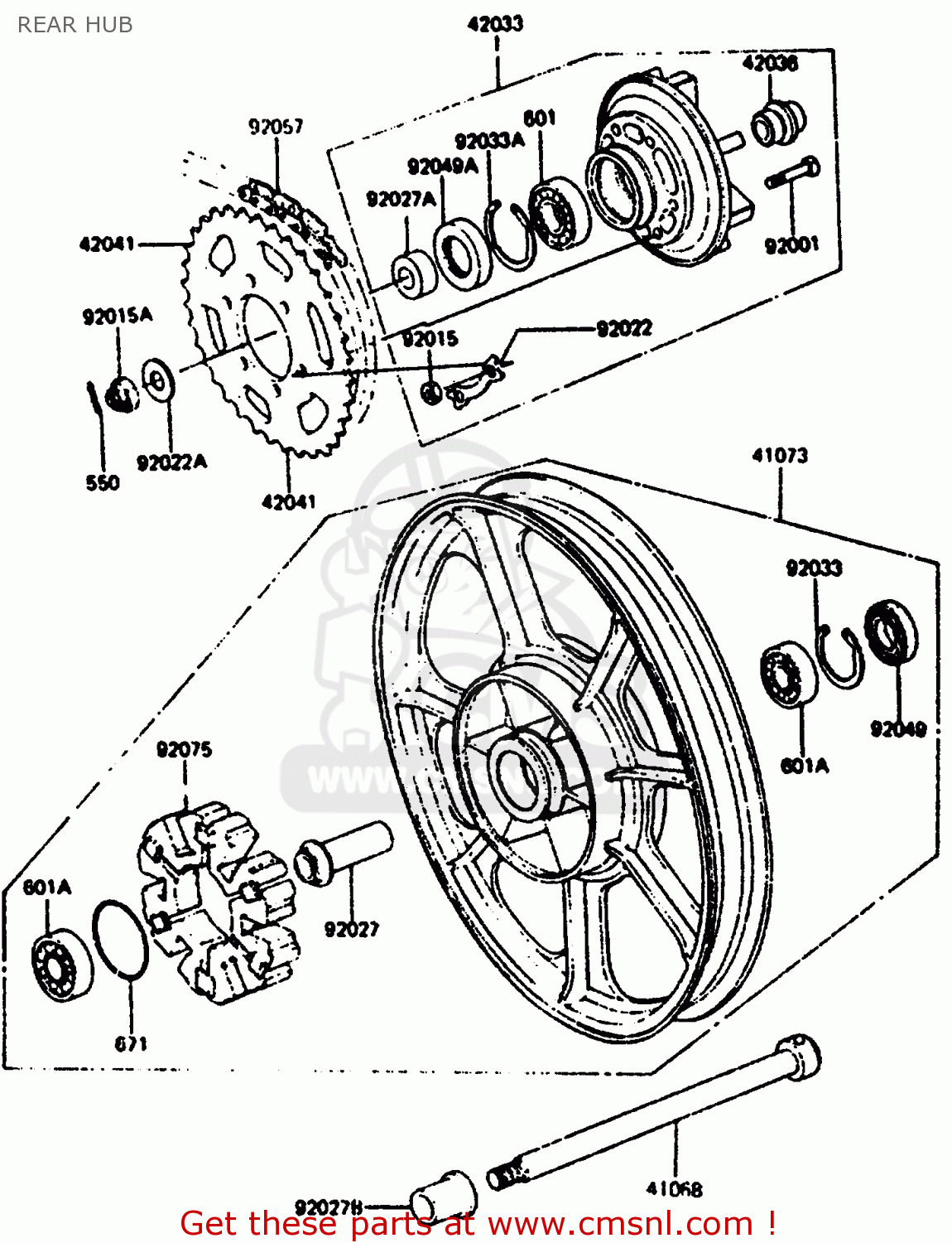 REAR HUB Z1000R2 1983 EUROPE UK IT NR SD ST