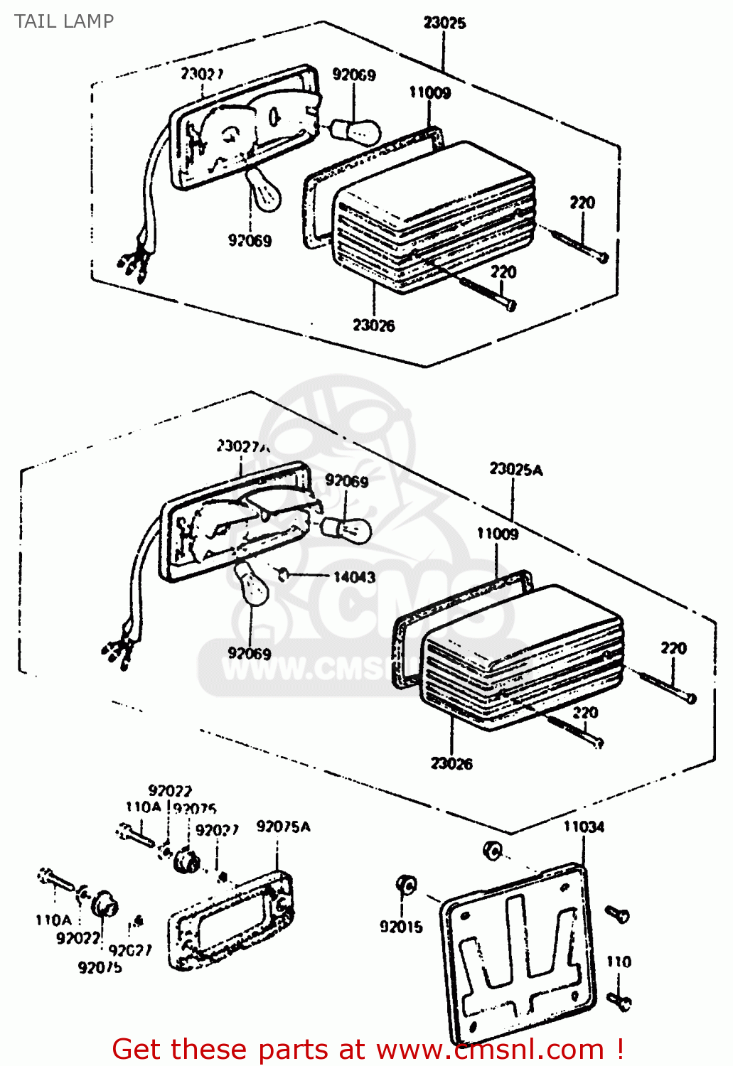 TAIL LAMP Z1000R2 1983 EUROPE UK IT NR SD ST