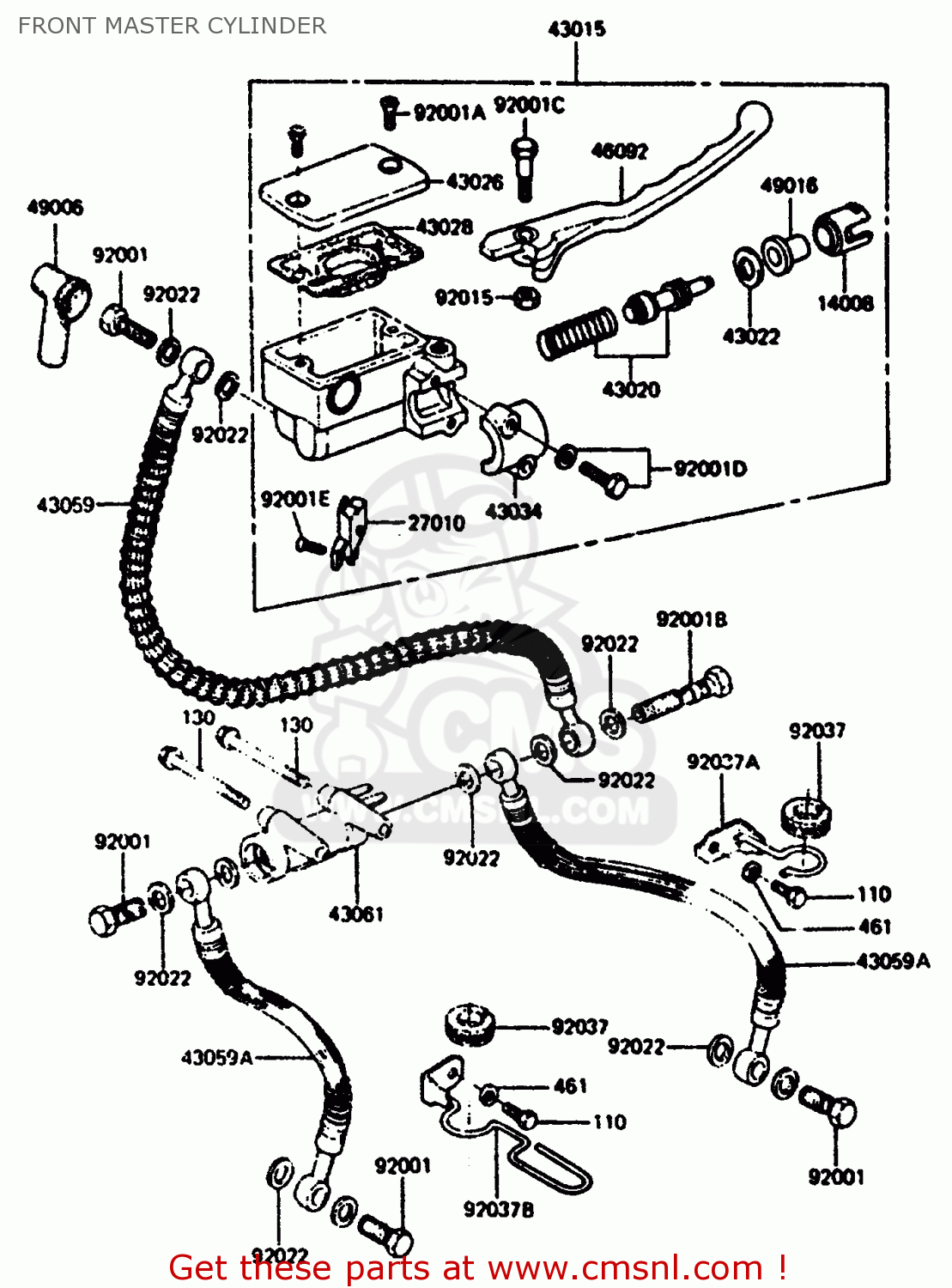 FRONT MASTER CYLINDER Z1000R2 1983 EUROPE UK IT NR SD ST