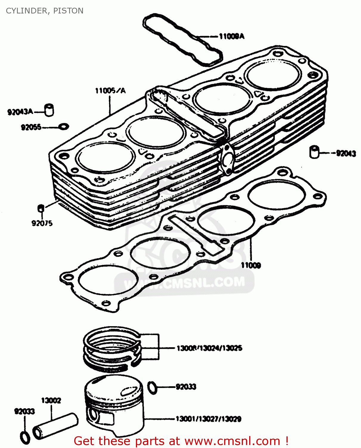CYLINDER, PISTON Z1000R2 1983 EUROPE UK IT NR SD ST