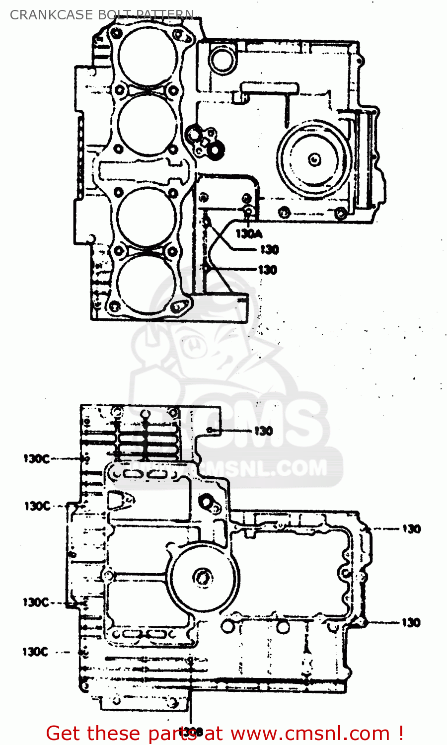 CRANKCASE BOLT PATTERN Z1000R2 1983 EUROPE UK IT NR SD ST