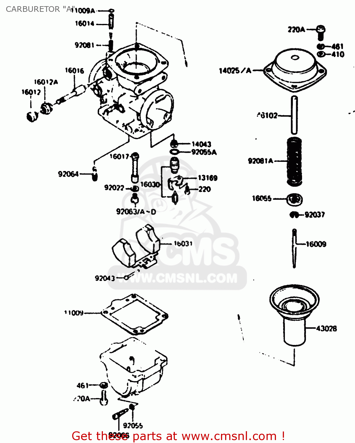 CARBURETOR "A" Z1000R2 1983 EUROPE UK IT NR SD ST