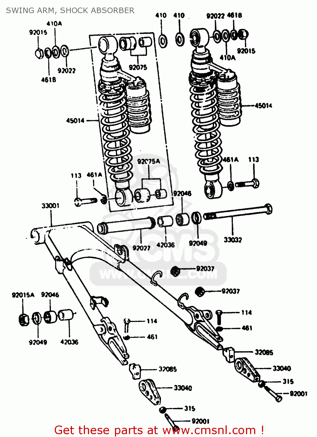 SWING ARM, SHOCK ABSORBER Z1000R2 1983 EUROPE UK IT NR SD ST