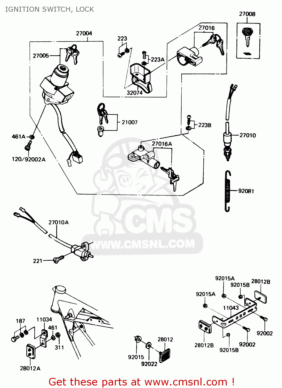IGNITION SWITCH, LOCK Z1100R1 1984 EUROPE UK NR