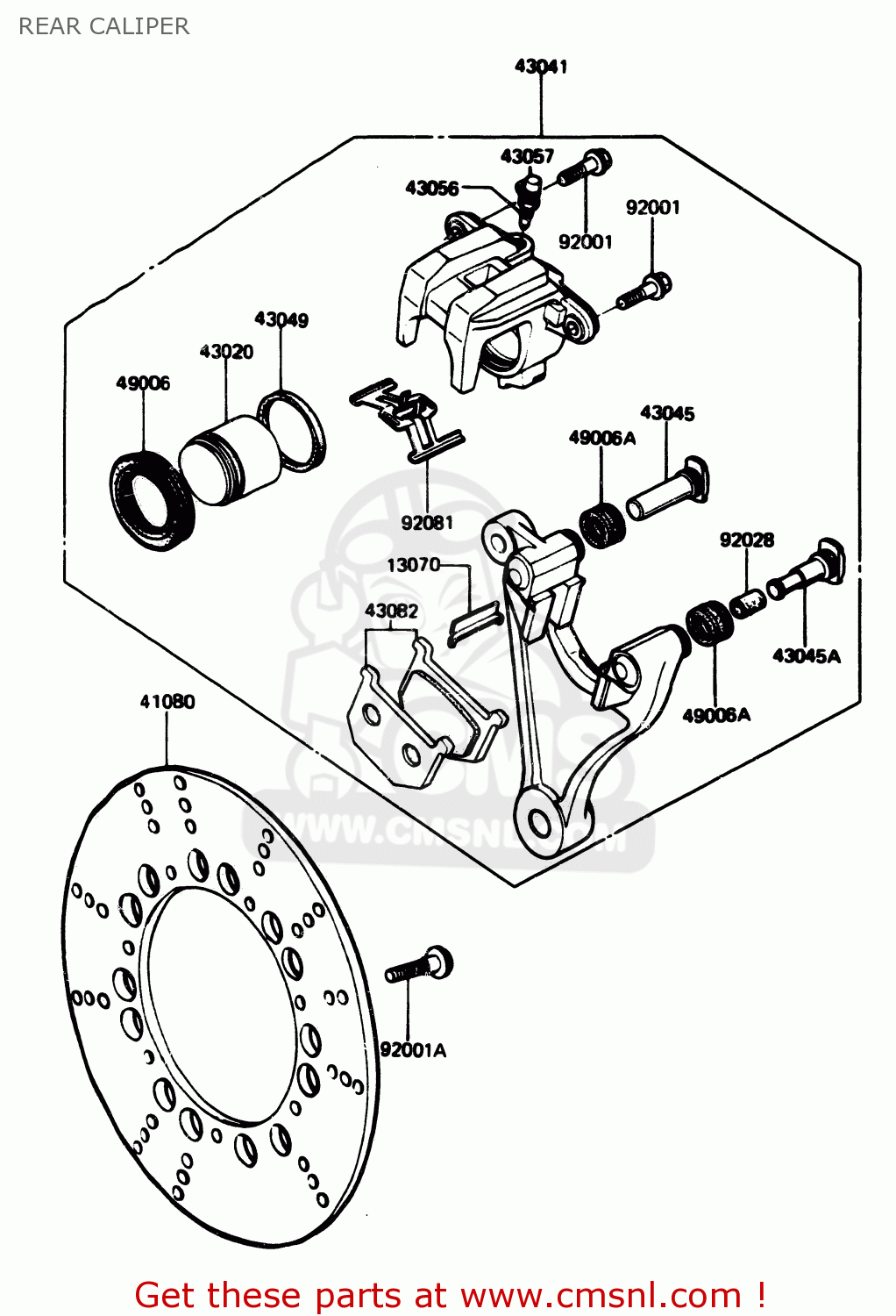 REAR CALIPER Z1100R1 1984 EUROPE UK NR