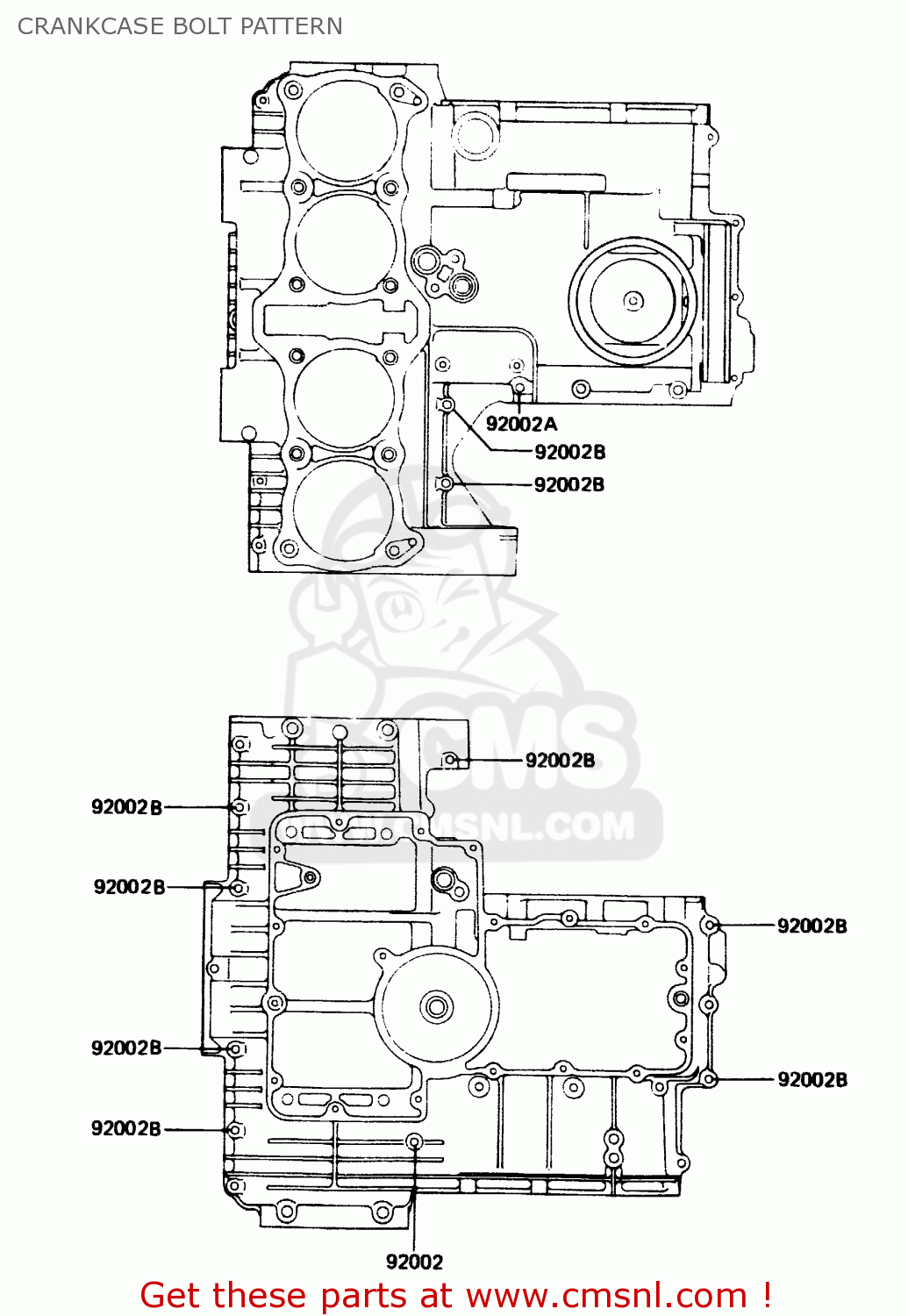 CRANKCASE BOLT PATTERN Z1100R1 1984 EUROPE UK NR