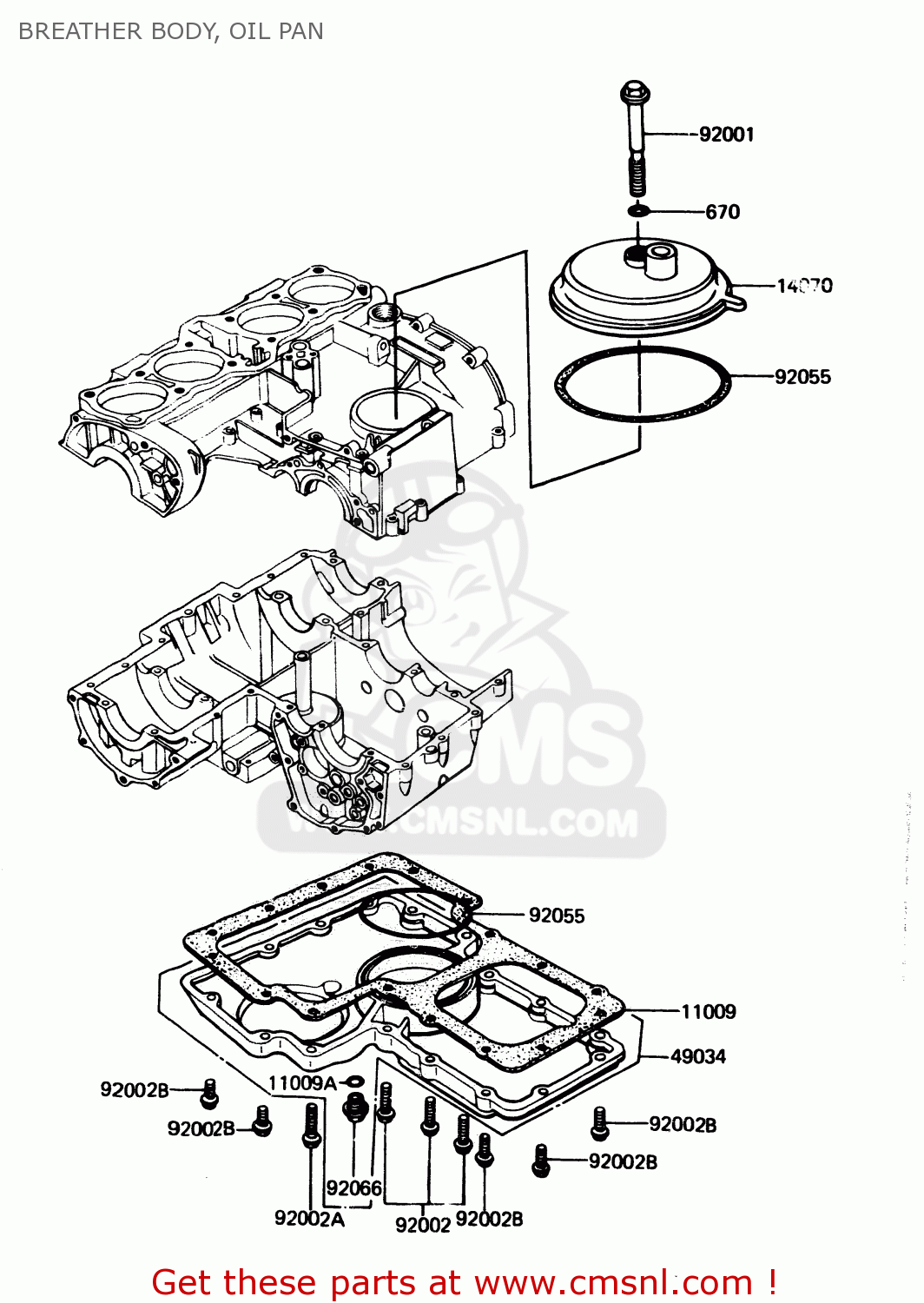 BREATHER BODY, OIL PAN Z1100R1 1984 EUROPE UK NR