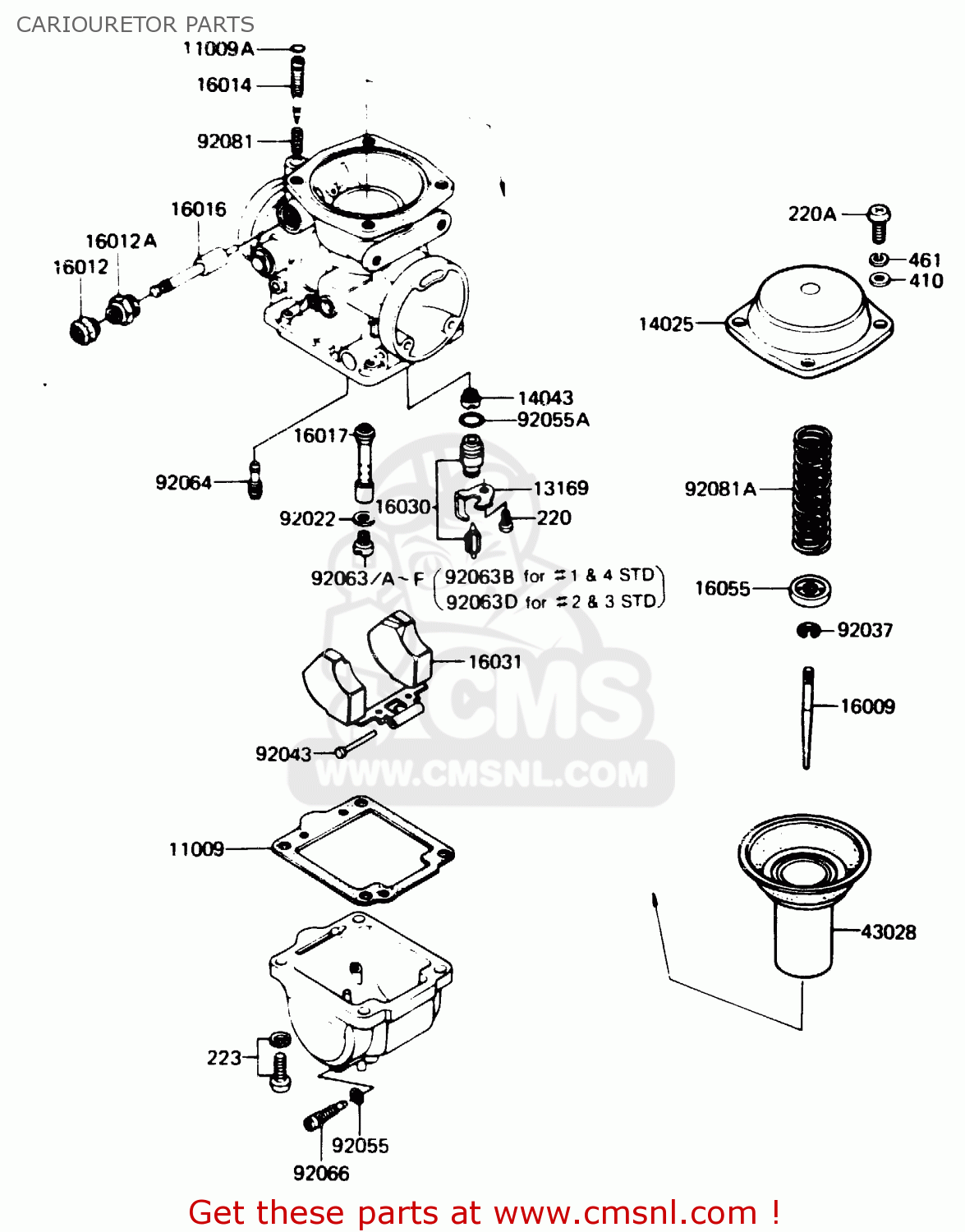 CARIOURETOR PARTS Z1100R1 1984 EUROPE UK NR
