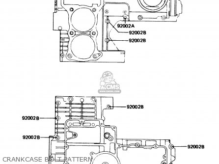 CRANKCASE BOLT PATTERN - Z1100R1 1984 EUROPE UK NR