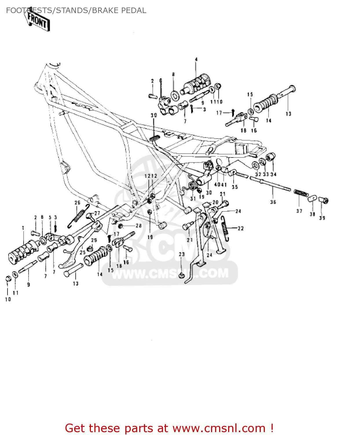 FOOTRESTS/STANDS/BRAKE PEDAL Z1A 1974 USA CANADA