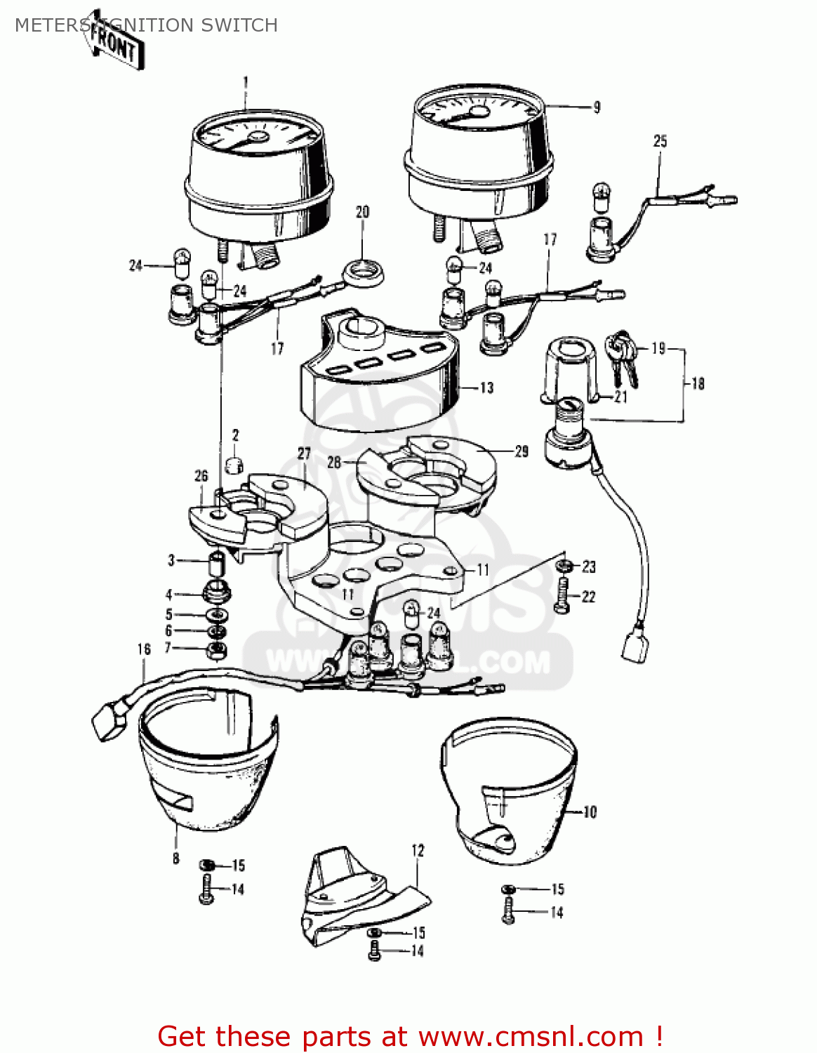 METERS/IGNITION SWITCH Z1A 1974 USA CANADA