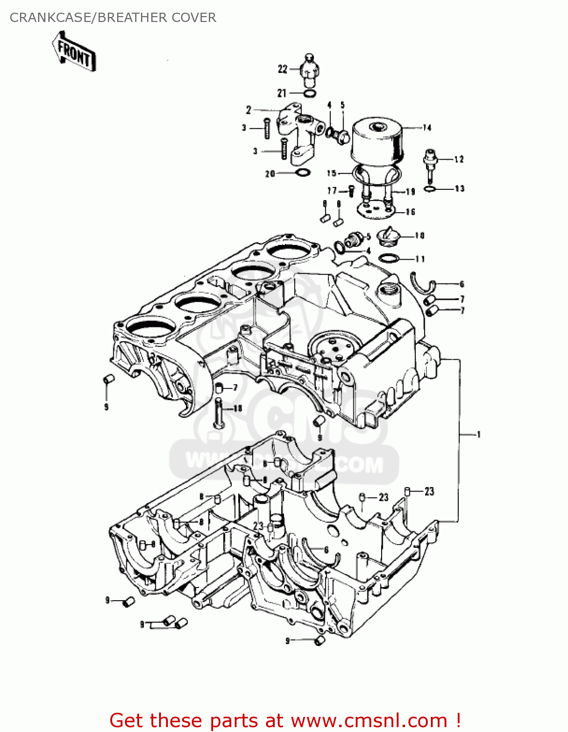 CRANKCASE/BREATHER COVER Z1A 1974 USA CANADA
