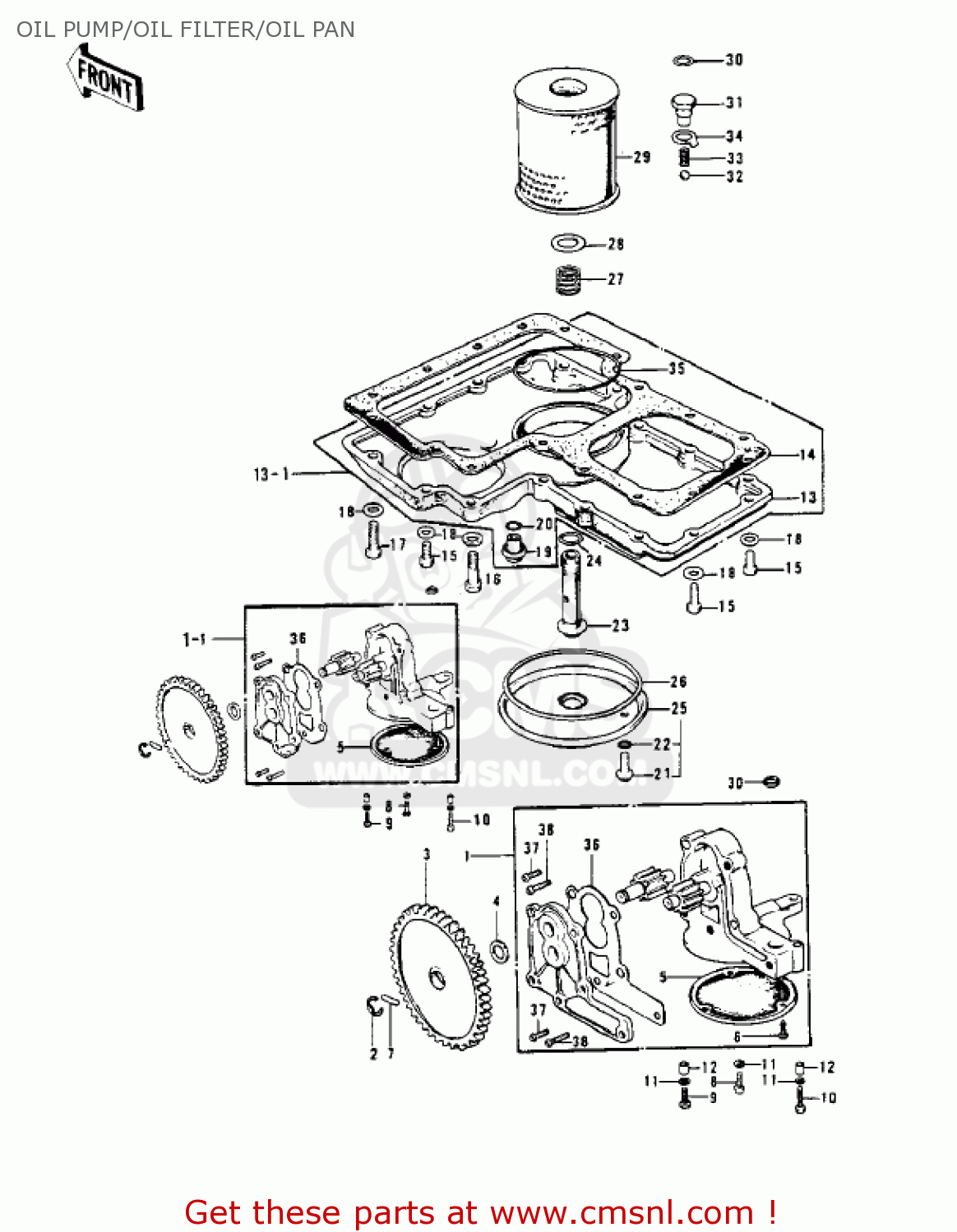 OIL PUMP/OIL FILTER/OIL PAN Z1A 1974 USA CANADA