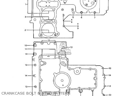 CRANKCASE BOLT & STUD PATTERN - Z1A 1974 USA CANADA