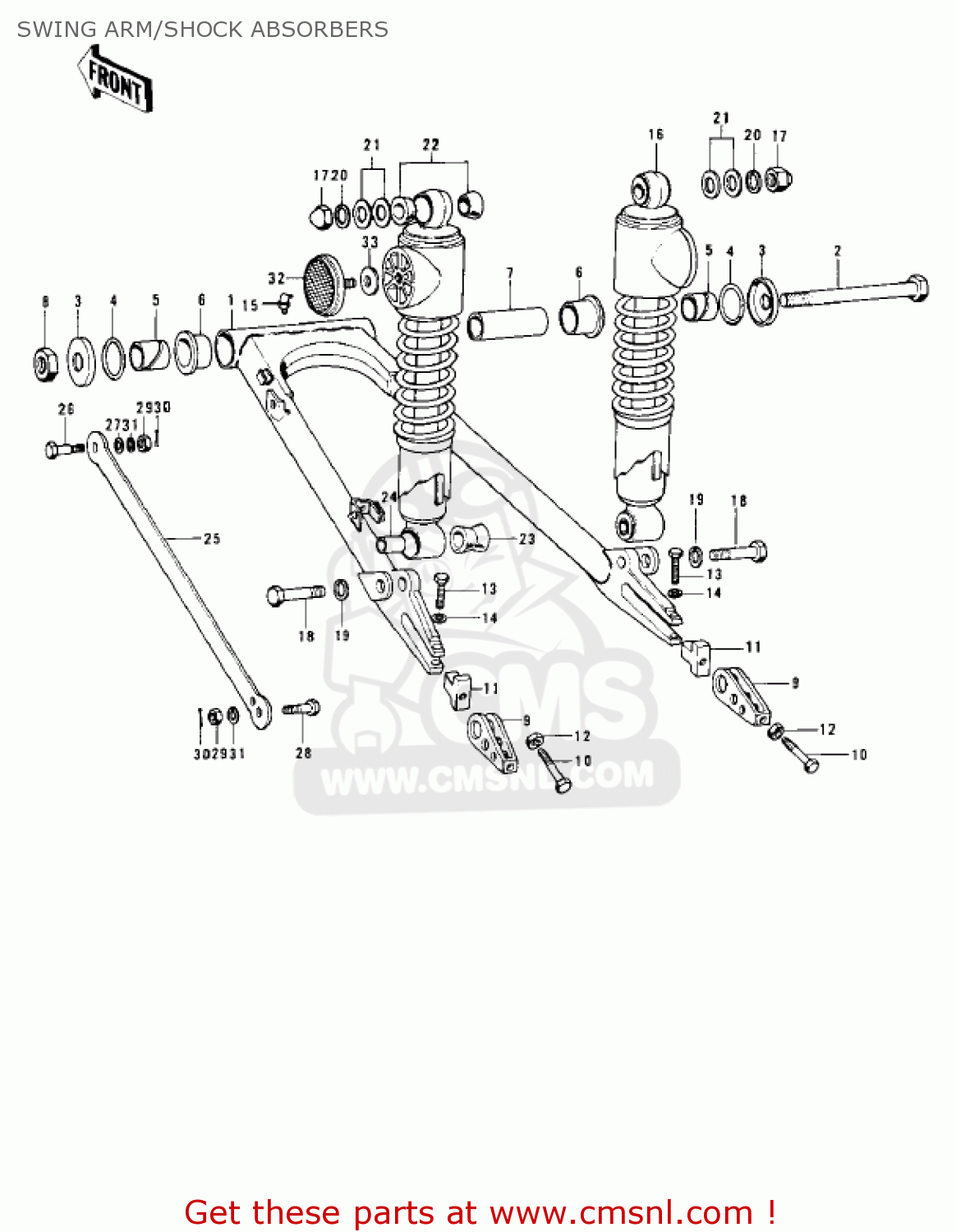 SWING ARM/SHOCK ABSORBERS Z1B 1975 USA CANADA