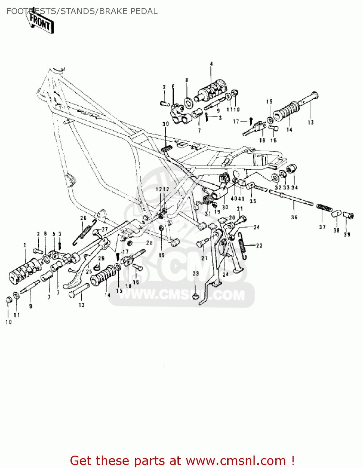 FOOTRESTS/STANDS/BRAKE PEDAL Z1B 1975 USA CANADA