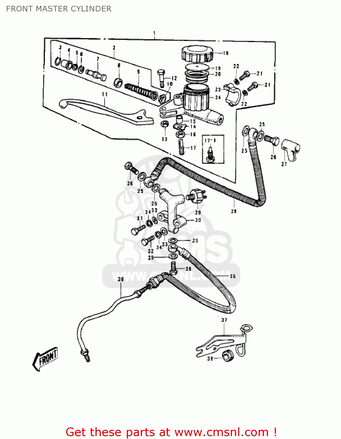 FRONT MASTER CYLINDER Z1B 1975 USA CANADA
